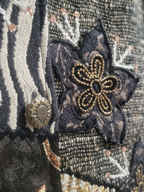 Coldwater Creek Vintage Mixed Media Ornate Patchwork Jacket Size M - Picture 13 of 16